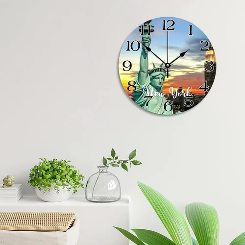 Miniatura 12 de Reloj de paisaje de Indianápolis, Indiana, Estados Unidos, reloj decorativo de viaje, funciona con pilas, 9 pulgadas, silencioso, retro, decoración