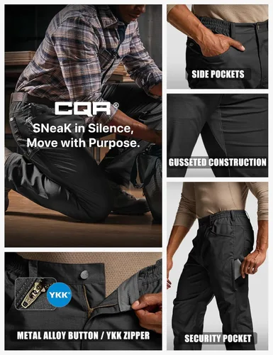 Miniatura 17 de CQR – Pantalones tácticos elásticos tipo cargo para hombre, resistentes al agua, de tela ripstop (antidesgarros), ligeros, ideales para uso diario