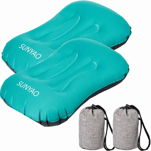 Miniatura 12 de Almohadas inflables ultraligeras para campamento: compresibles, compactas, inflables, cómodas, ergonómicas para soporte de cuello y lumbar mientras
