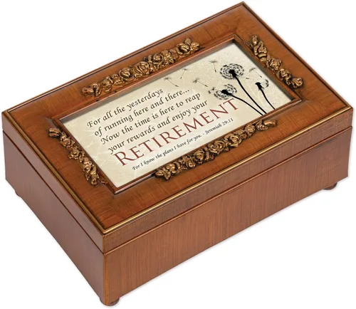 Cottage Garden Reap Reward Enjoy Retirement Caja de música de madera en relieve con grano de madera que reproduce lo genial que eres