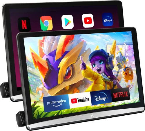 Miniatura 9 de 12.4 pulgadas 4K Android portátil coche TV monitor tableta para asiento trasero, teléfono soporte inalámbrico espejo enlace pantalla táctil