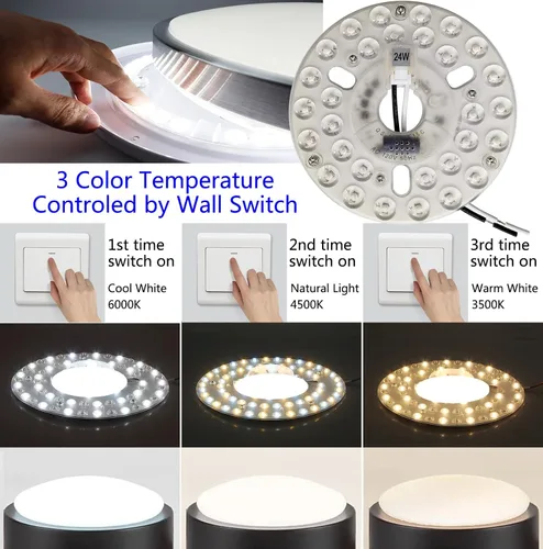 Miniatura 3 de 24W 5.3 "LED Kit de luz de ventilador de techo de repuesto LED Panel de tablero de luz con 3 funciones de memoria de temperatura