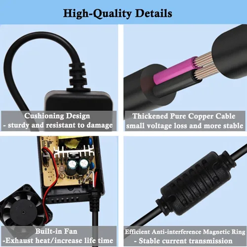 Miniatura 5 de Cargador eléctrico de scooter de 42 V 2 A para baterías de litio de 36 V, cable de carga con 4 enchufes, compatible con adaptador de corriente