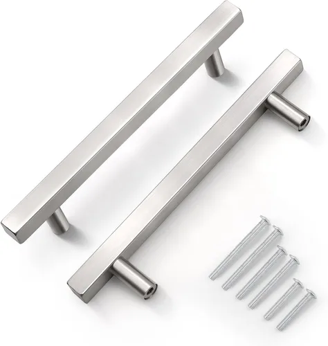 Miniatura 11 de KNOBWELL - Paquete de 5 tiradores modernos de acero inoxidable para puertas de armarios, cajones de cocina, baño, distancia entre agujeros 2.52 Negro