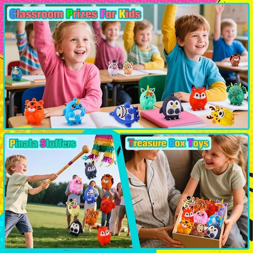 Miniatura 6 de ChildFun 24 piezas de recuerdos de fiesta para niños, juguetes fidget pop de animales de silicona con succión, regalos de cumpleaños para niños
