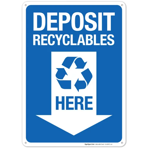 Miniatura 11 de Sigo Signs, Deposit Recyclables Here - Cartel de flecha hacia abajo, 12 x 18 pulgadas, 3M EGP reflectante aluminio .063, resistente a