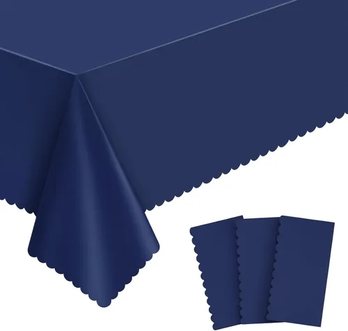Miniatura 13 de 3 Pack Plastic Black Tablecloth, 54 X 108Inch Disposable Scalloped Dessert Table Coth for Rectangle Tables Waterproof Outdoor Table Cover for BBQ