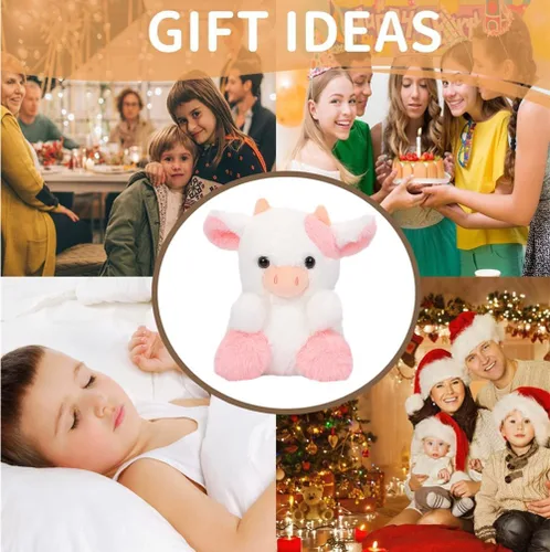 Miniatura 2 de JOSON Juguete de peluche de vaca, bonita almohada de felpa de vaca de fresa, muñeca de felpa de vaca suave, cumpleaños para niños y niñas (vaca rosa)
