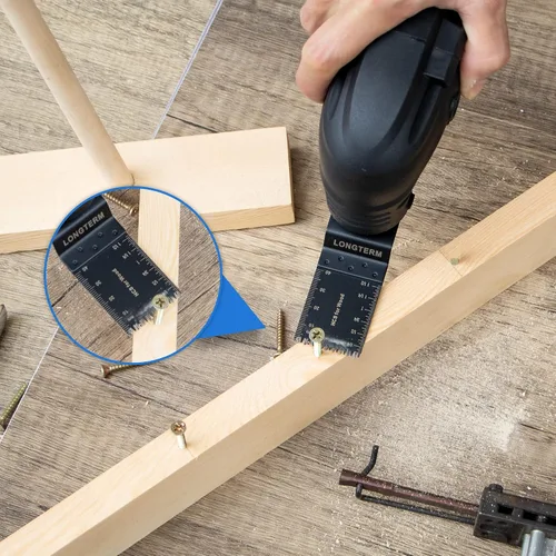 Miniatura 5 de LONGTERM 100 piezas de hojas oscilantes de madera de dientes largos, OIS de liberación rápida, para madera dura/madera blanda/MDF/madera