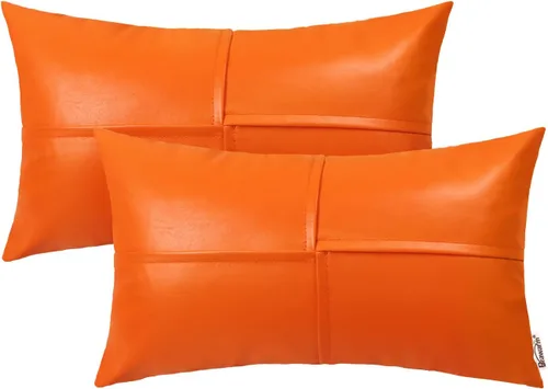 Miniatura 32 de BRAWARM Fundas de almohada de tiro de cuero sintético de 18 x 18 pulgadas, fundas de almohada de cuero marrón foca paquete de 2, almohadas Sello