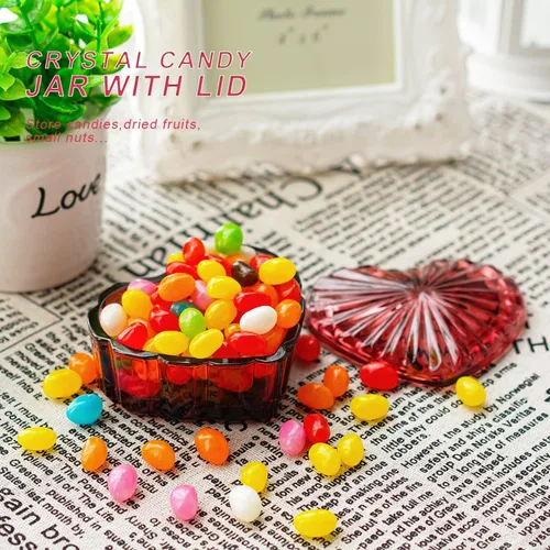 Miniatura 4 de kanpura Joyero de cristal en forma de corazón, caja de dulces con tapa, caja de almacenamiento para aretes, collar, pecho, caja de almacenamiento