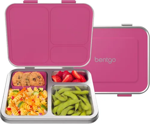 Miniatura 10 de Bentgo Kids - Lonchera de acero inoxidable resistente a derrames para niños, de 3 compartimentos con contenedor de silicona adicional, duradera