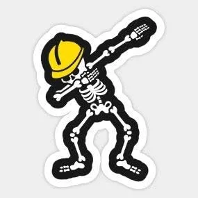 Miniatura 2 de 3 piezas de construcción Zombie Worker Dabbing, etiqueta engomada del casco de la etiqueta divertida del casco