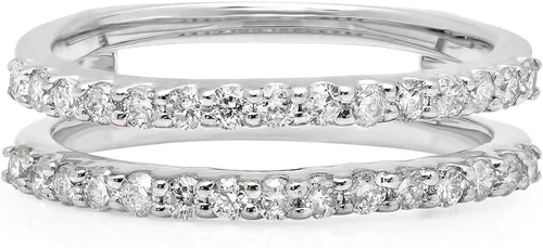 Miniatura 3 de Dazzlingrock Collection Anillo doble de oro de 14 quilates con diamante redondo de 0,50 quilates (quilates)