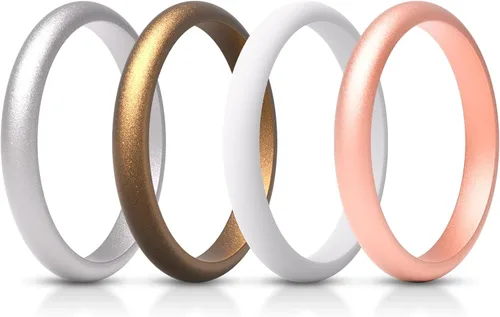 Miniatura 23 de ThunderFit - Realzadores de anillos de silicona delgados y apilables para mujer, alianzas de boda de silicona, 2.5 mm de ancho y 2 mm de grosor