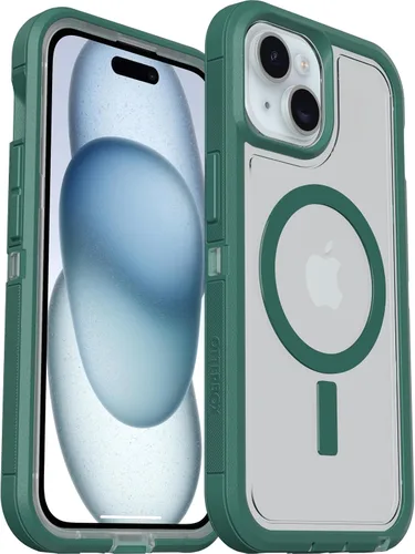 Miniatura 5 de OtterBox Funda transparente para iPhone 16e, 15, 14 y 13 Defender Series XT - Terciopelo Evergreen (transparente), sin pantalla, resistente, se