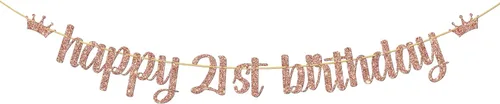 Cartel de feliz cumpleaños 21, suministros de decoración de fiesta de cumpleaños de 21 años de Byebye, cartel colgante de fiesta de felicitación a