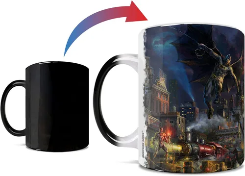 Morphing Mugs DC Comics – Liga de la Justicia – Showdown at Gotham City Pier – Una taza de cerámica sensible al calor que cambia de color de 11
