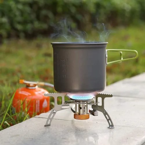 Miniatura 2 de WADEO Estufa de gas para camping, estufa portátil de 3700 W con encendido piezoeléctrico, quemador portátil, adaptador de estufa de camping y funda