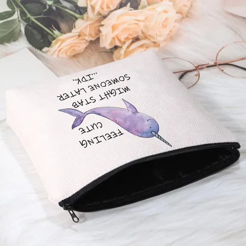 Miniatura 4 de POFULL Regalo de narval para fiesta temática del océano del mar, regalo para amantes de narvales, bolsa de cosméticos de animales del océano