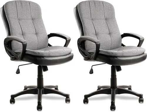 Miniatura 11 de CLATINA Silla de oficina de tela marrón, silla de escritorio cubierta de tela, sillas giratorias de altura ajustable, silla ejecutiva ergonómica