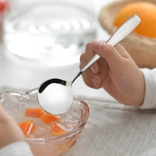 Miniatura 4 de Cucharas de sopa de 16 piezas, cucharas redondas de acero inoxidable para caldo