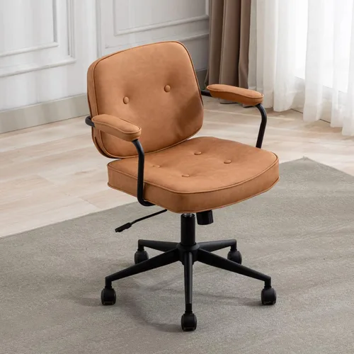 Miniatura 12 de HEAH-YO Juego de 1 sillas de escritorio modernas sin brazos, silla giratoria para computadora con ruedas y reposabrazos, silla de oficina ajustable