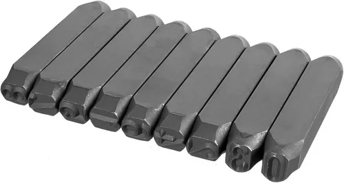 Miniatura 13 de Utoolmart Juego de sellos de metal con números, 0.31 pulgadas, 0.31 pulgadas, digital de 0 a 9, herramientas de punzón de acero y cuero de madera