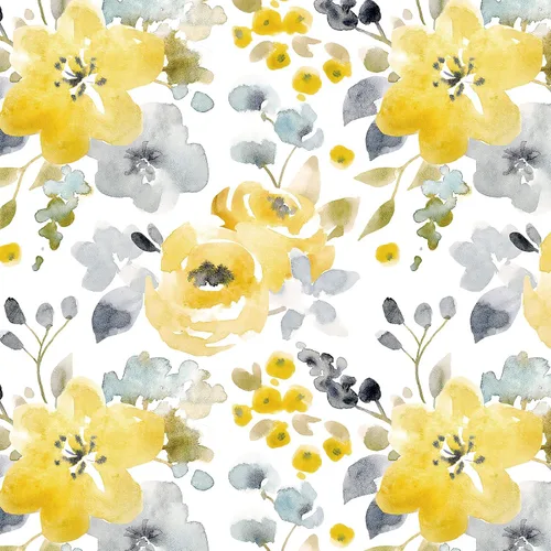 Miniatura 15 de Toduso Papel Tapiz Floral Despegar y Pegar Papel Tapiz Amarillo/Gris/Blanco Acuarela Papel de Contacto Autoadhesivo Removible Papel Tapiz Forros