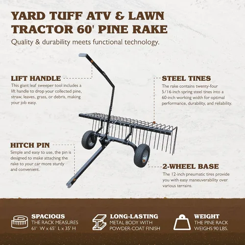 Miniatura 3 de Yard Tuff - YTF-60PSR Rastrillo para paja, 60".