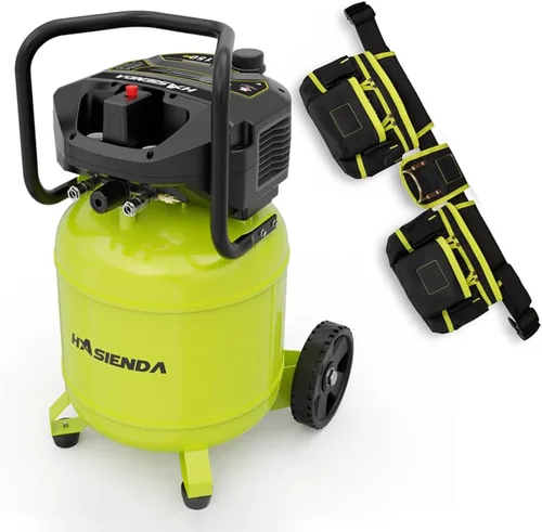 Miniatura 10 de Compresor de aire de 12 galones para taller, 150 PSI máx, compresor vertical sin aceite para garaje y hogar, con un motor sin escobillas de larga