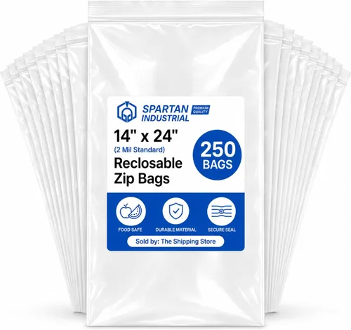 Miniatura 9 de Spartan Industrial - Bolsas de polietileno de plástico transparente con cierre de cremallera de 13 x 18 pulgadas (500 unidades) de 2 mil con cierre