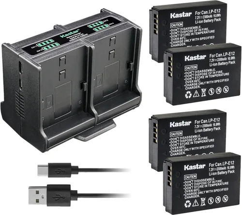 Miniatura 8 de Kastar Cargador de batería cuádruple compatible con batería Canon LP-E12 LPE12, cargador Canon LC-E12 LC-E12E, Canon EOS 100D EOS M M2 M10 M50 Mark2