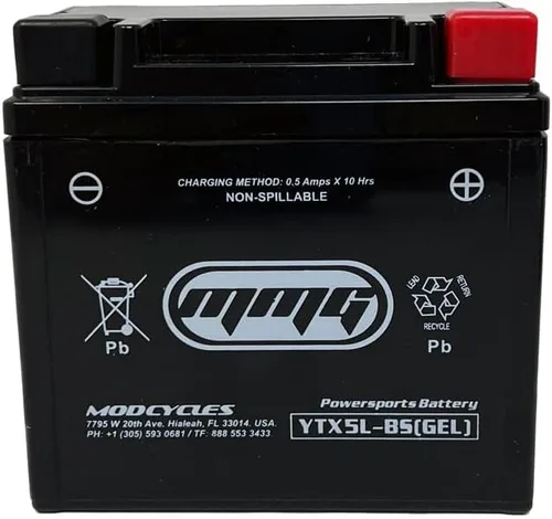 Miniatura 2 de MMG YTX5L-BS - Batería de celda de gel, sellada de fábrica, deportes de motor de alto rendimiento, compatible con YTX5L-BS PTX5L-BS CTX5L-BS
