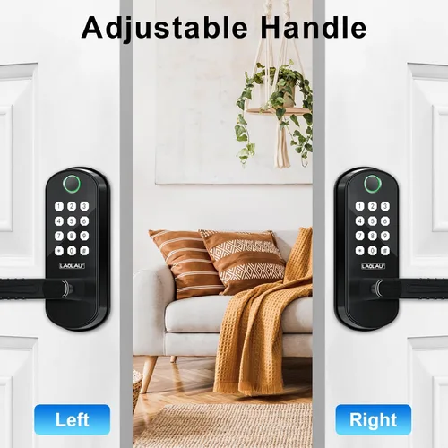 Miniatura 7 de B04 - Cerradura electrónica de puerta con teclado y asa, cerradura de puerta inteligente de entrada sin llave, control remoto por aplicación, Negro