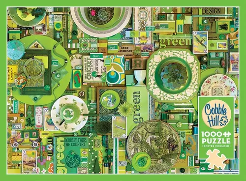 Miniatura 5 de Cobble Hill - Rompecabezas de 1000 piezas, colección Rainbow: verde, póster de muestra incluido