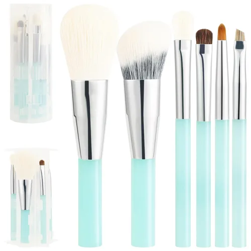 Docolor Juego de brochas de maquillaje de 6 piezas para viajes, juego de brochas de maquillaje portátil para llevar, juego de brochas de maquillaje