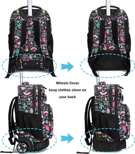 Miniatura 5 de Tilami Mochila con ruedas, mochila para laptop de 19 pulgadas con ruedas y lonchera