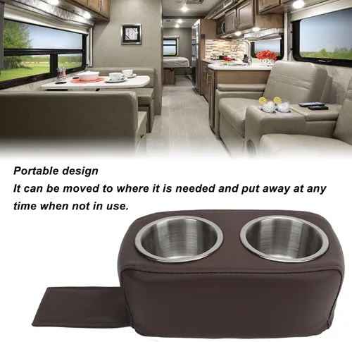 Miniatura 3 de Portavasos para barco, organizador portátil para barco con doble soporte de acero inoxidable, soporte doble para bebidas de pontón impermeable