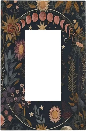 Miniatura 18 de Cubierta de Interruptor de Luz de Estilo Boho Vintage de los 70 Sol Arcoíris Champiñón Floral Rocker Individual 1 Gang Cubierta de Enchufe