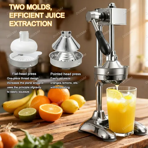 Miniatura 4 de Exprimidor de naranja de hierro fundido de cocina, máquina exprimidora de prensa manual, con base en forma de U manual, placa de presión grande