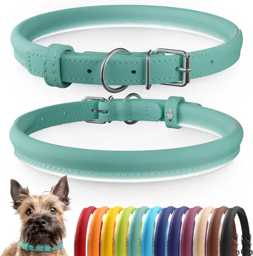 Miniatura 15 de CollarDirect Collar de perro con tachuelas, collares de cuero para mascotas para perros pequeños, medianos y grandes, acolchado suave, marrón, negro