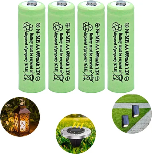 Miniatura 12 de Baterías de luz solar AA Ni-Cd AA 600mAh 1.2V baterías recargables AA baterías recargables para luces solares lámpara solar (paquete de 12)