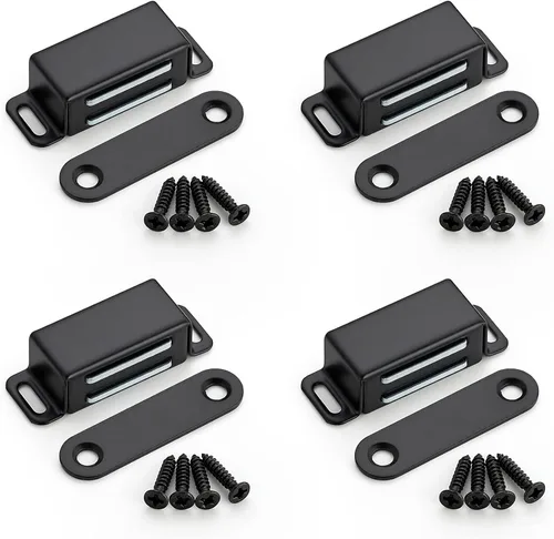 Miniatura 19 de Ravinte - Paquete de 8 cierres magnéticos para puerta en negro, imanes de gabinete negro mate, cierre magnético fuerte para gabinetes de cocina