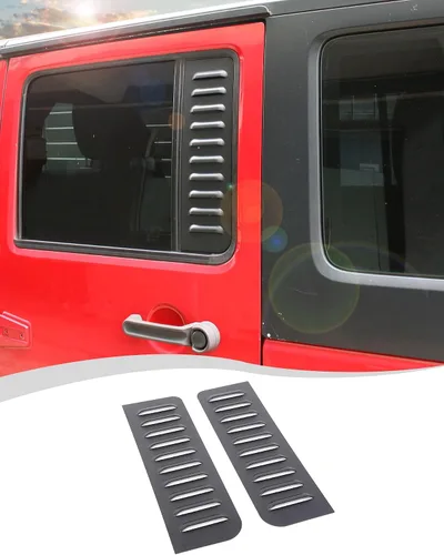 Miniatura 9 de Hoolcar Adhesivos para ventana de puerta trasera, cubierta de panel de vidrio de aleación de aluminio para Jeep Wrangler JKU 2007-2017, 4 puertas