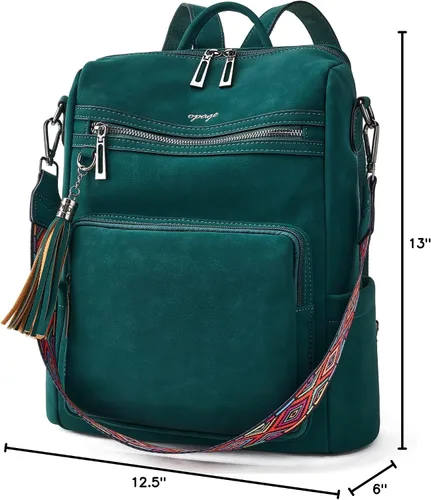 Miniatura 67 de OPAGE - Mochila de cuero para mujer, con borla de moda, bolso de hombro, mochila grande, bolsa de viaje, gris, L