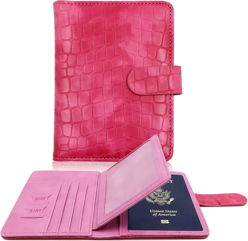Miniatura 20 de Melsbrinna - Funda para pasaporte, ranuras para tarjetas, bonita funda para pasaporte para mujeres/hombres, resistente al agua con bloqueo RFID