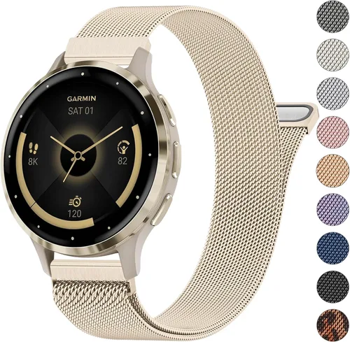 Miniatura 13 de 18mm Bandas de metal para Garmin Venu 3S / Venu 4 41mm / Venu 2S / Vivoactive 4S / Vivomove 3S / Forerunner 265s Correas de reloj, Correa de muñeca
