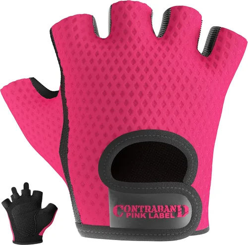 Miniatura 11 de Contraband Pink Label 5307 Guantes de entrenamiento de diseñador para mujer Tela de malla de diamante de bajo sudor con palma de silicona