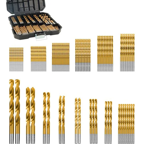 Juego de 99 brocas de titanio, punta de 118 grados, kit de brocas de alta velocidad con estuche de almacenamiento, tamaños de 0.06 a 0.39 pulgadas